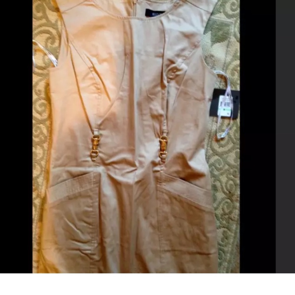 NWT Ellen Tracy Khaki Tan Pocket Dress size 8